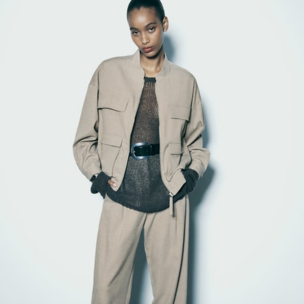 Zara Bomber Jacket With Pockets